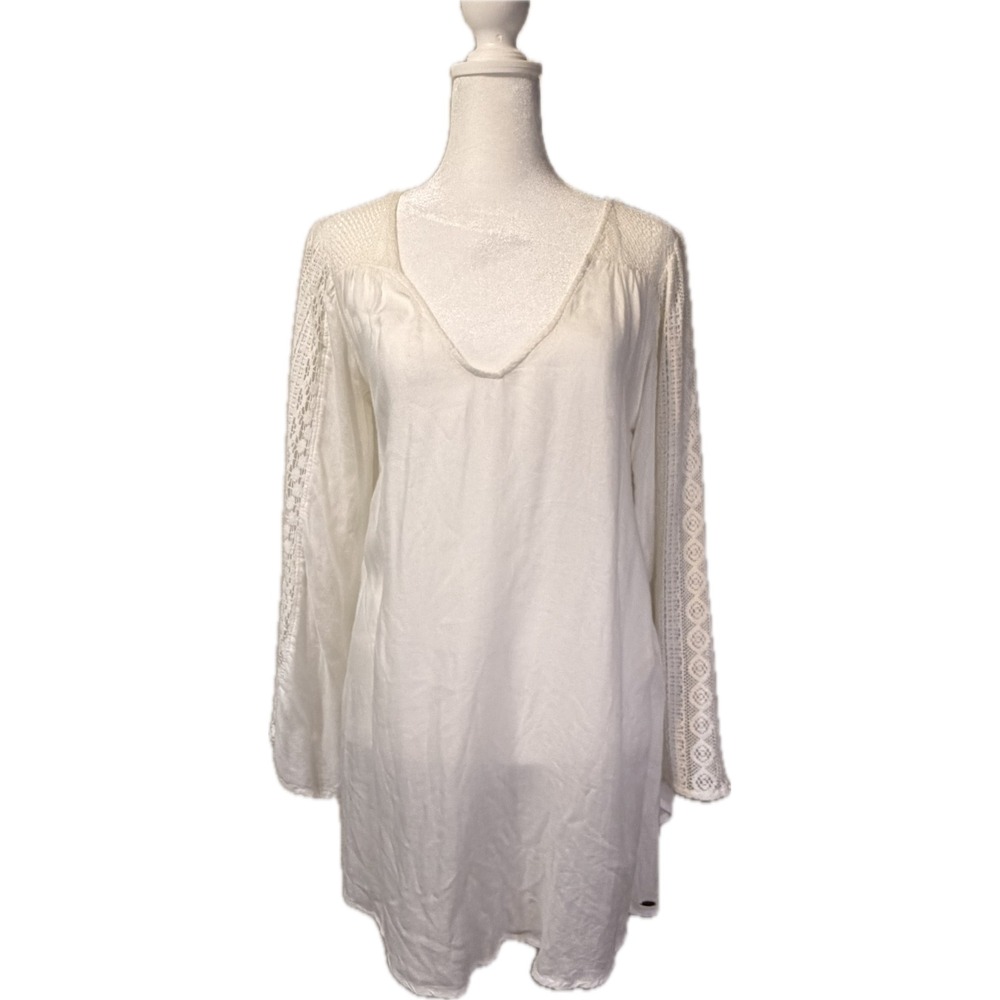 ONeill White Crochet Lace Swim Coverup S Boho Tunic Peasant Surf